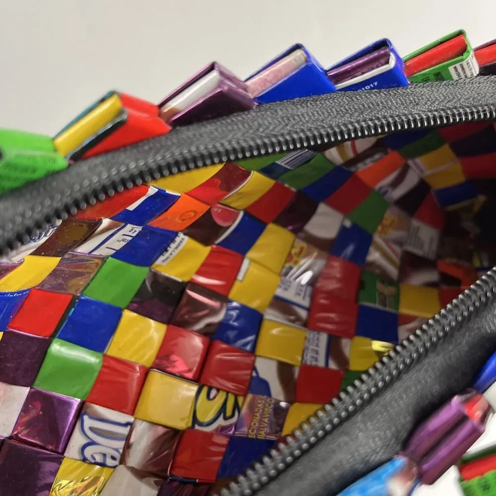 Candy Gum‎ Chips Wrappers Woven Womens Handbag With Zipper Collectible Vintage
